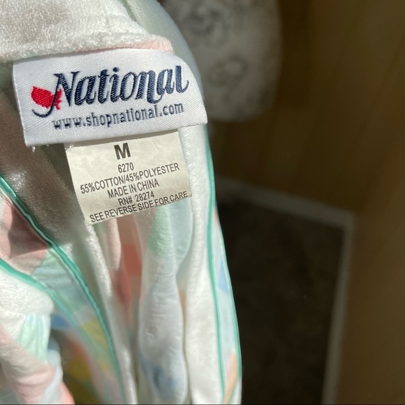 National Vintage Pastel Plaid Zip Patio House Muumuu Dress with Pockets Medium - Picture 3 of 3